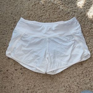 Lululemon White Speed Up Short - Size 4